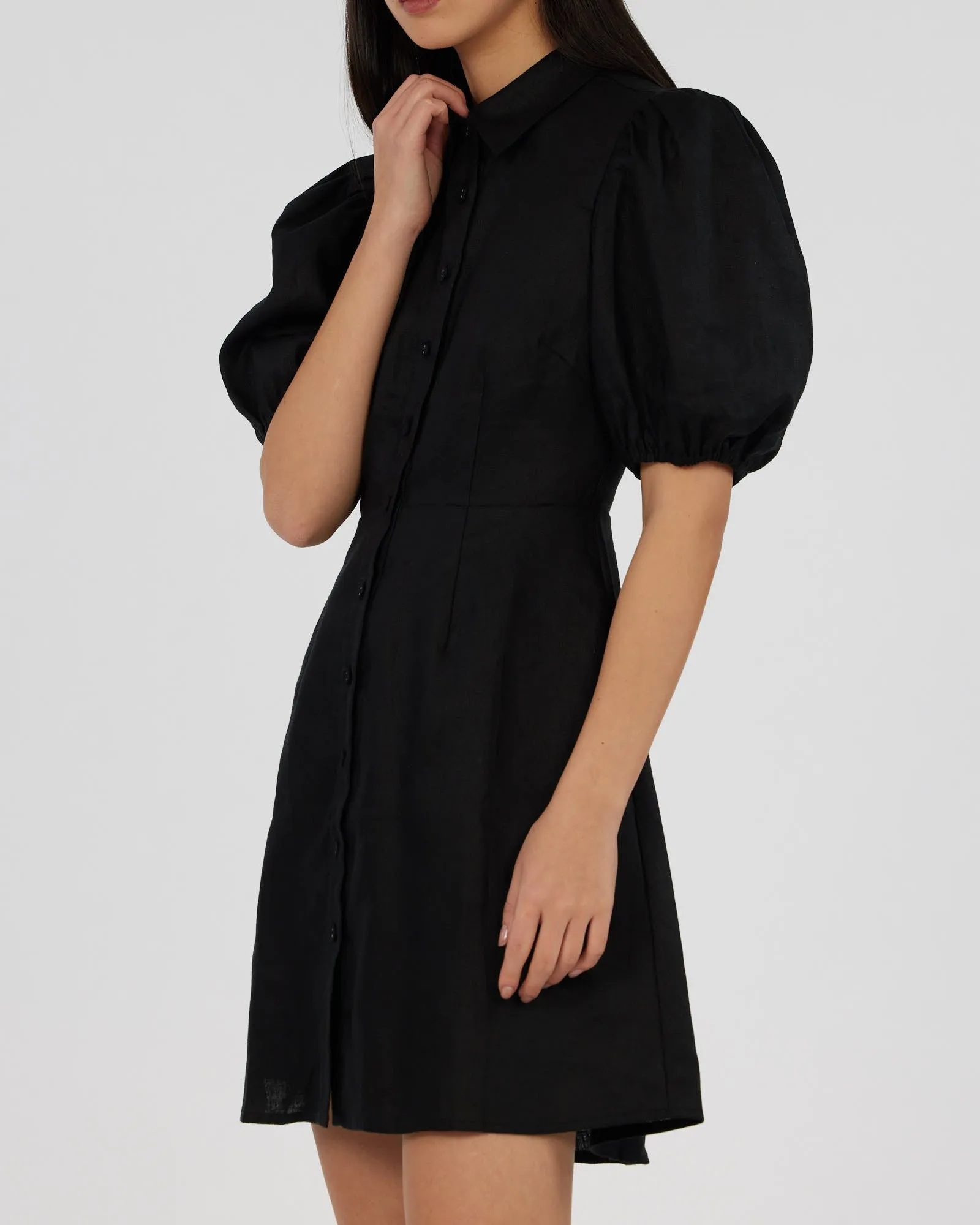 Julius Linen Mini Dress - Black