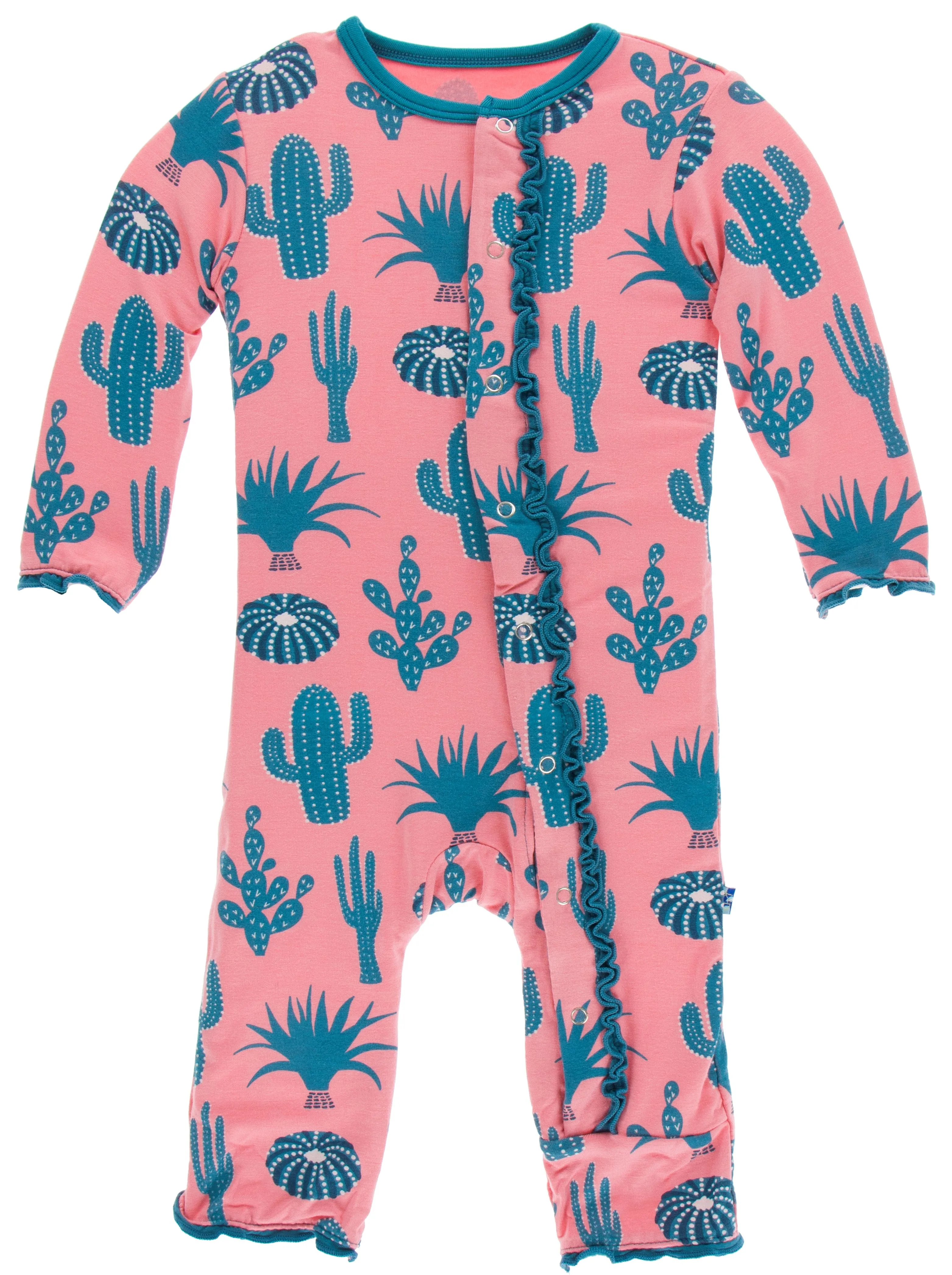 KicKee Pants Strawberry Cactus Muffin Ruffle Coverall with Snaps