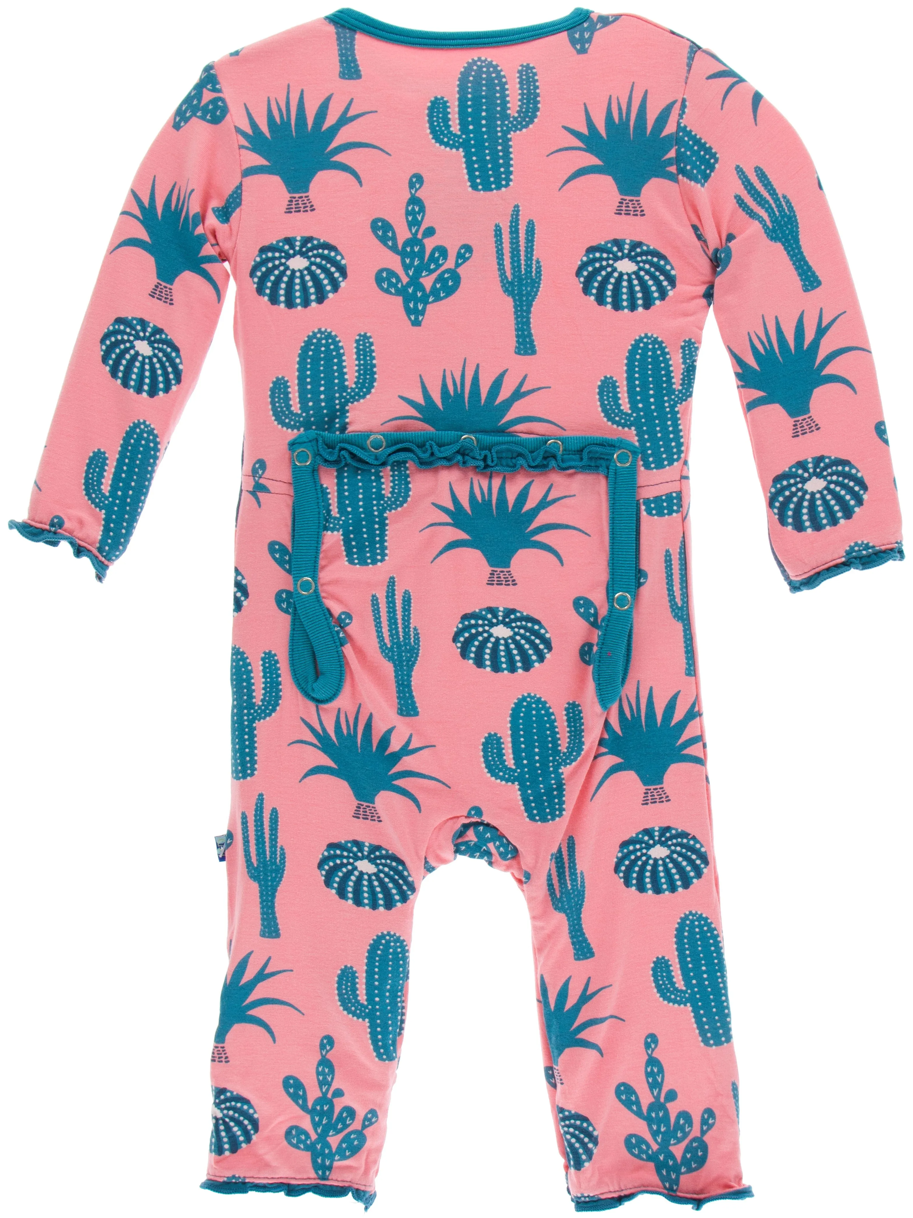 KicKee Pants Strawberry Cactus Muffin Ruffle Coverall with Snaps