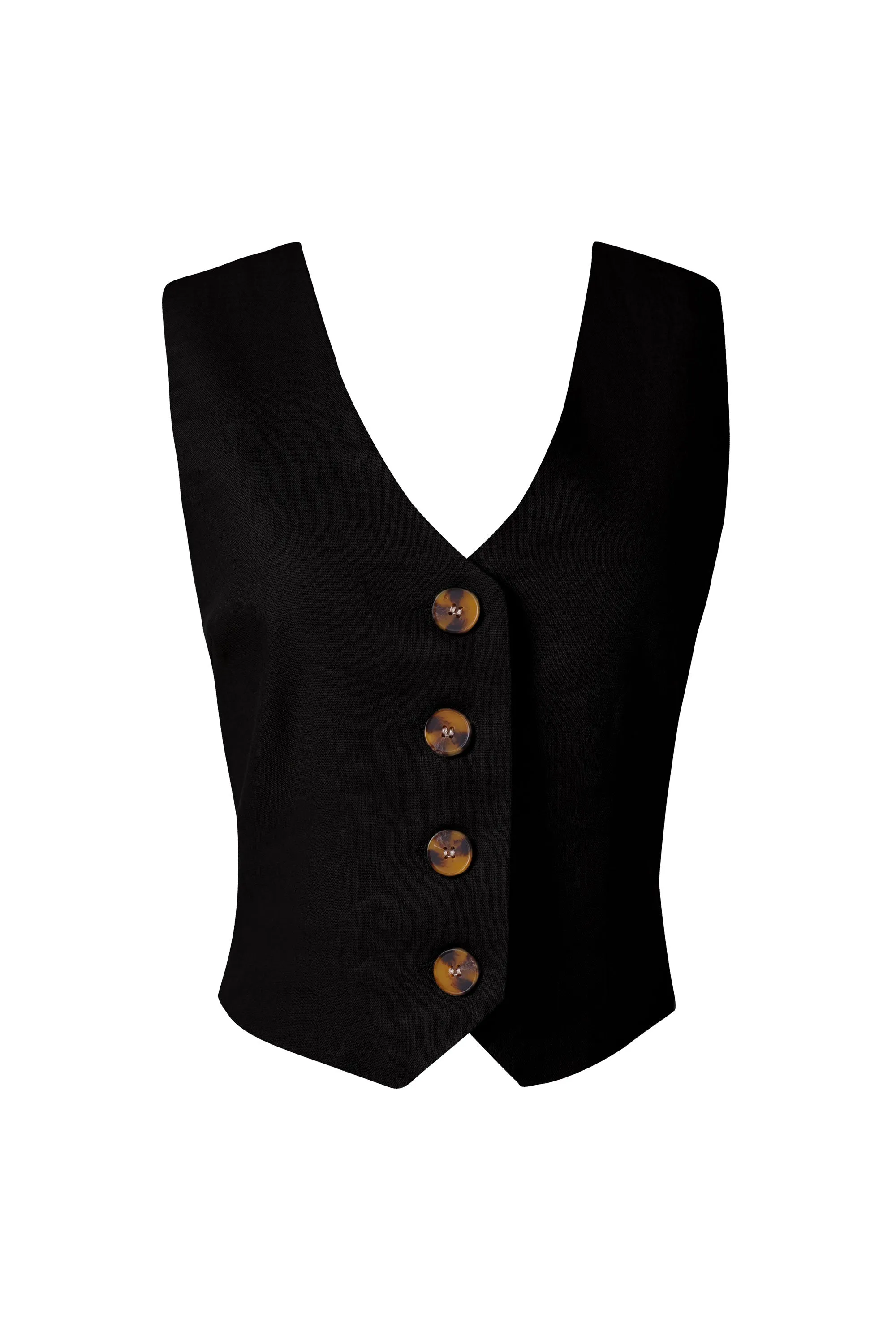 Kiva Black Linen Vest