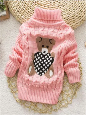 Knitted Bear Turtleneck Sweater