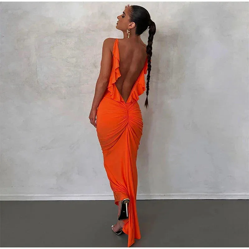 Knitted Open Back Maxi Dress