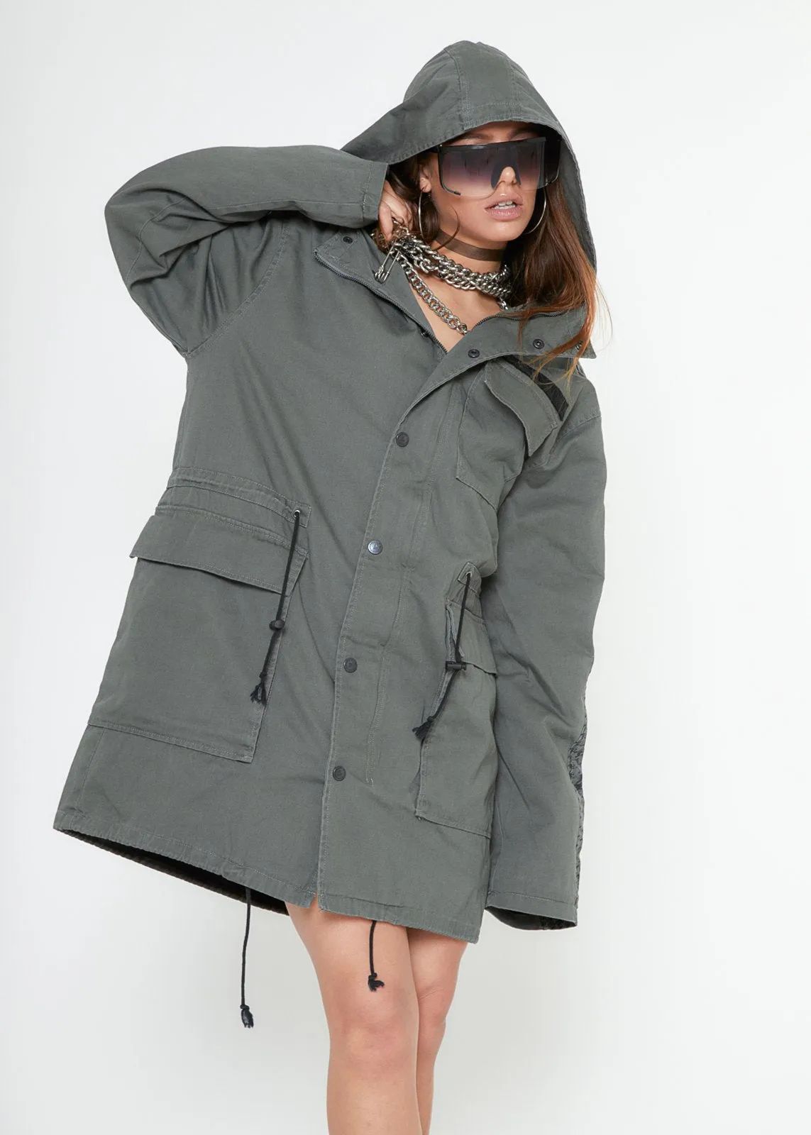 Konus Unisex Olive Oversize Hooded M65