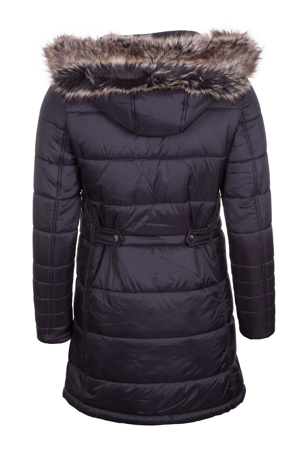 Ladies Long Fur Trim Coat - Arram