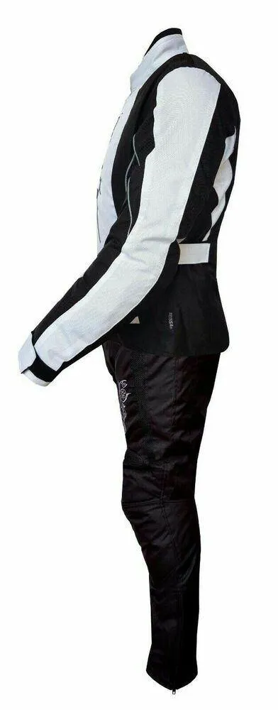 Ladies Motorcycle Suit Waterproof CE Armoured Motorbike Jacket Trouser Set White