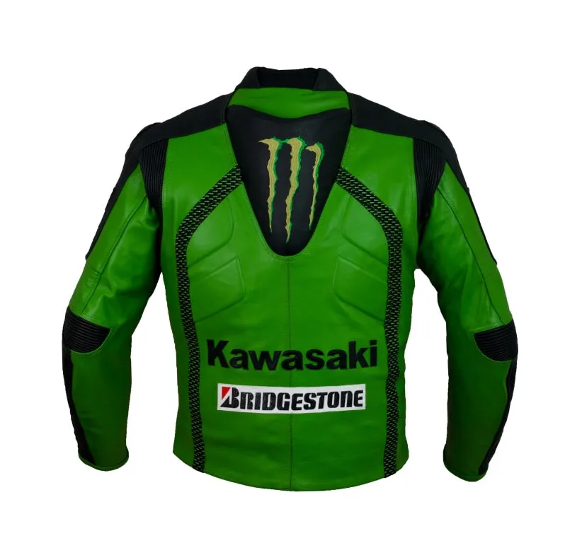 Last units! Green Motorcycle Racing Leather Jacket (with a hump)