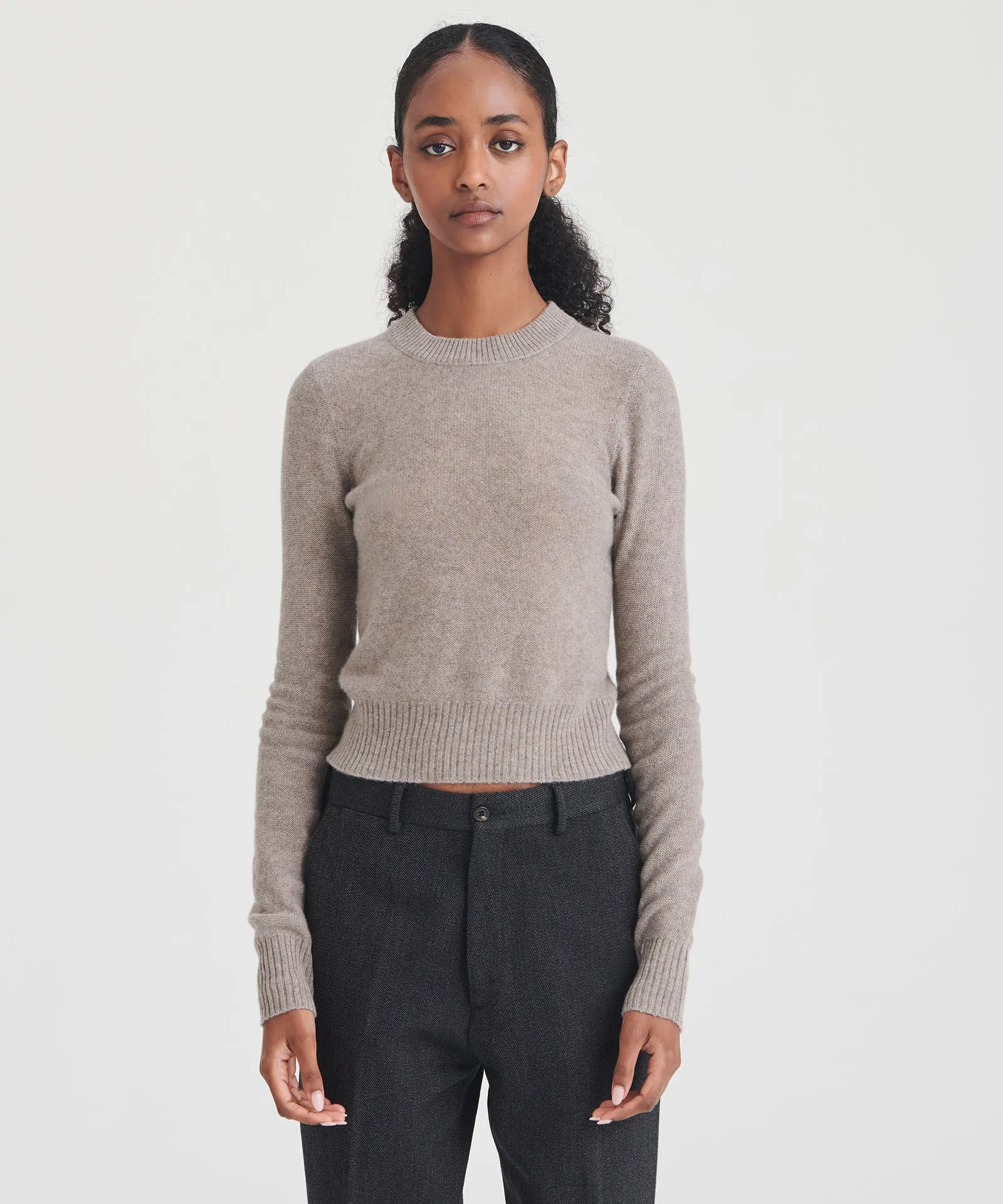 Lightweight Reversible Cropped Crewneck Sweater