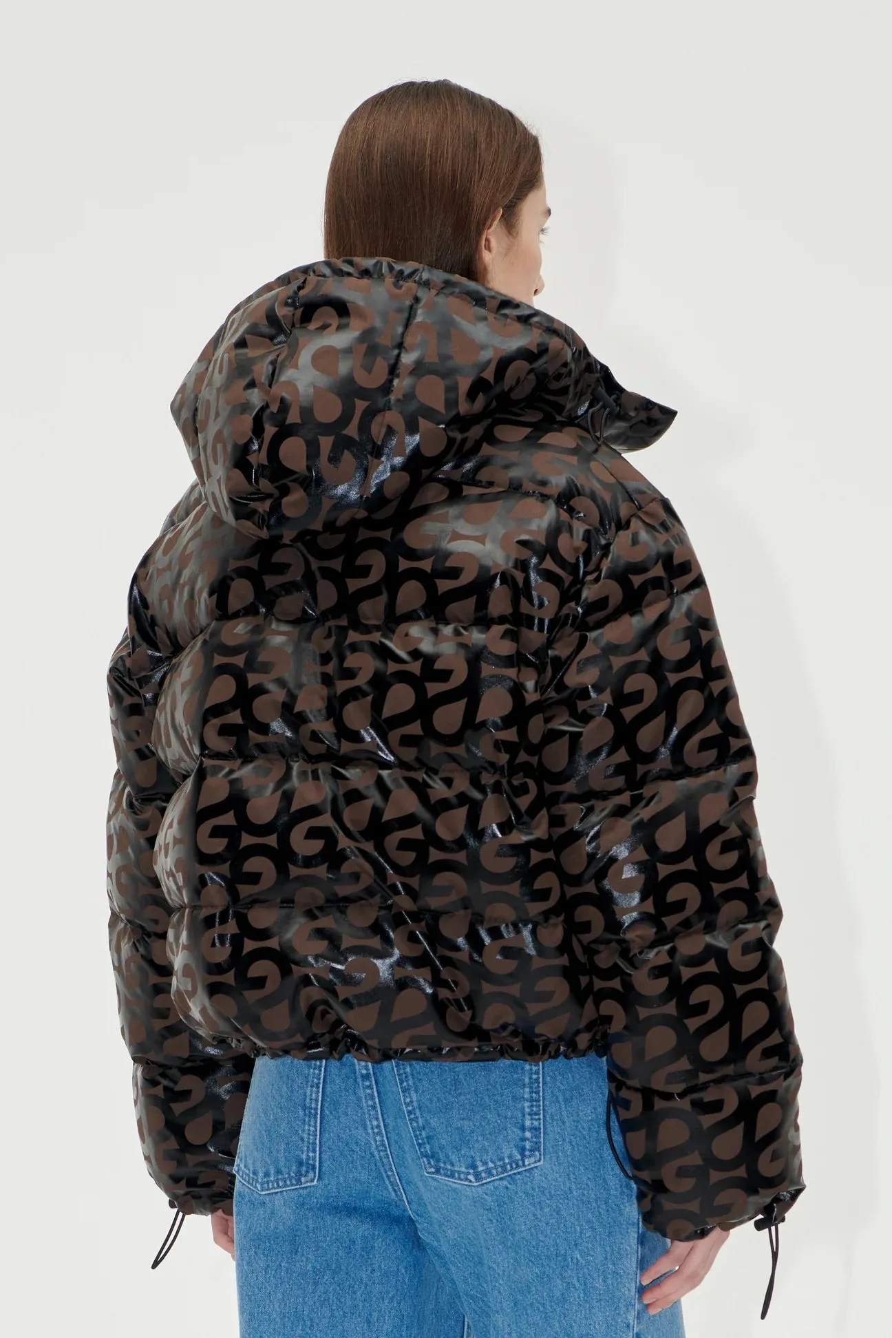 Logo Puffer Jacket Brown