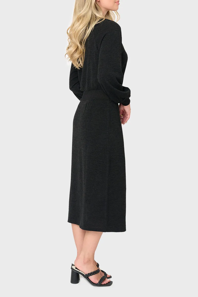 Long Sleeve V-Neck Midi Sweater Dress