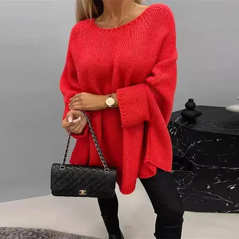 Loose Batwing Sleeve Pullover Shawl Sweater