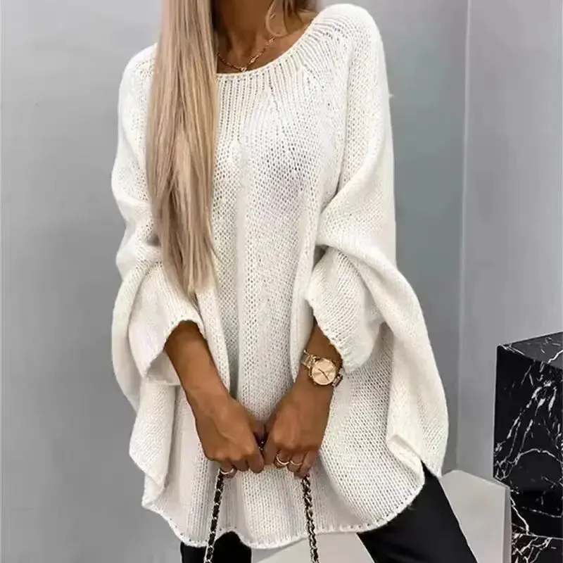 Loose Batwing Sleeve Pullover Shawl Sweater