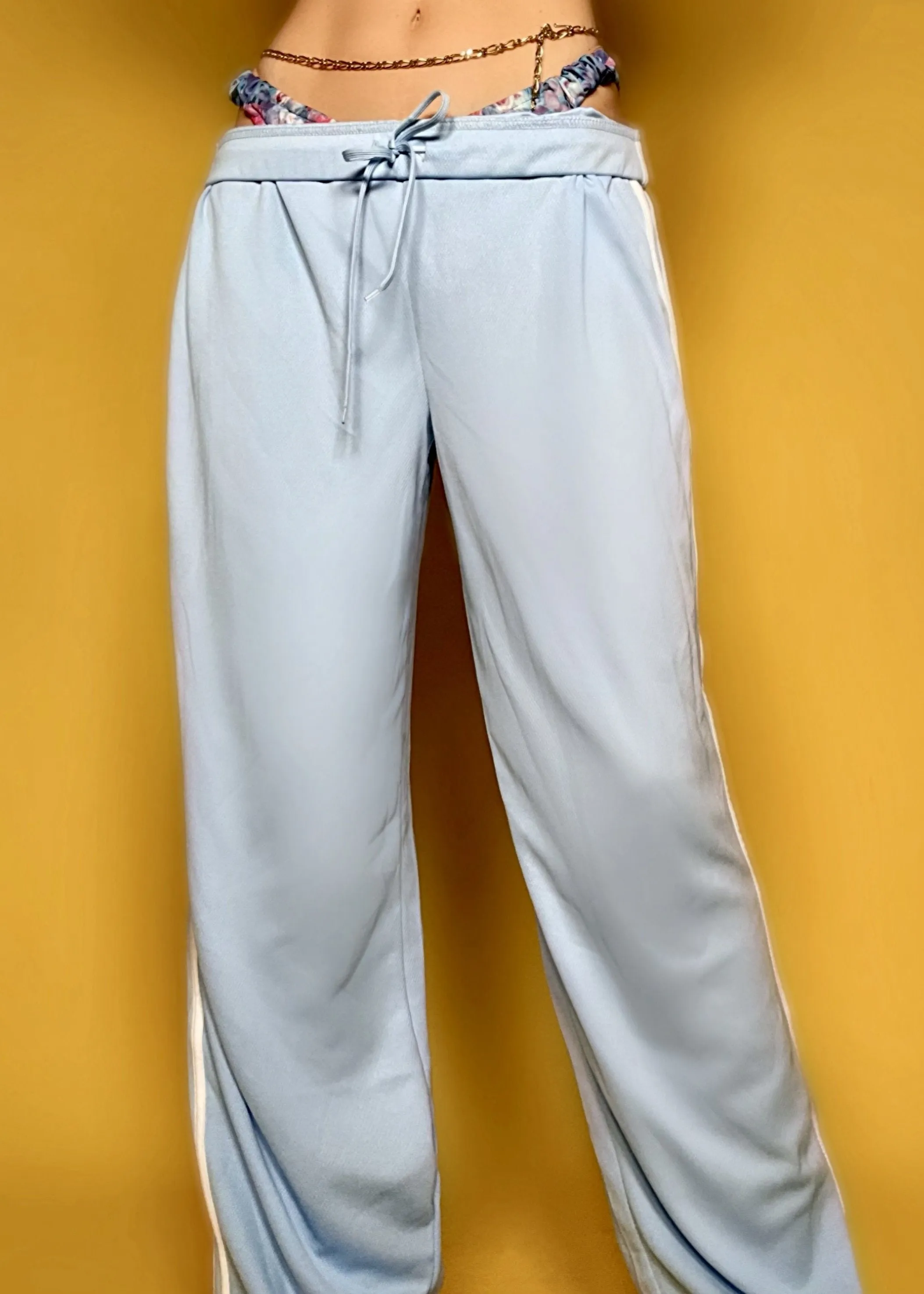 Low Rise Baggy Sporty Lounge Pant | Adjustable Drawcord Periwinkle Athletic Stripe Y2K Sweats