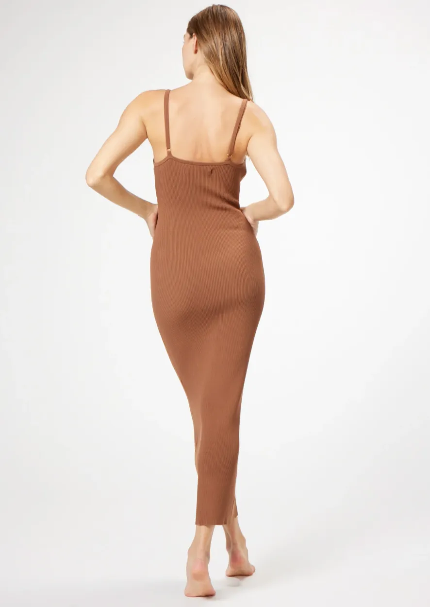 Lucie Rib Dress - Brown