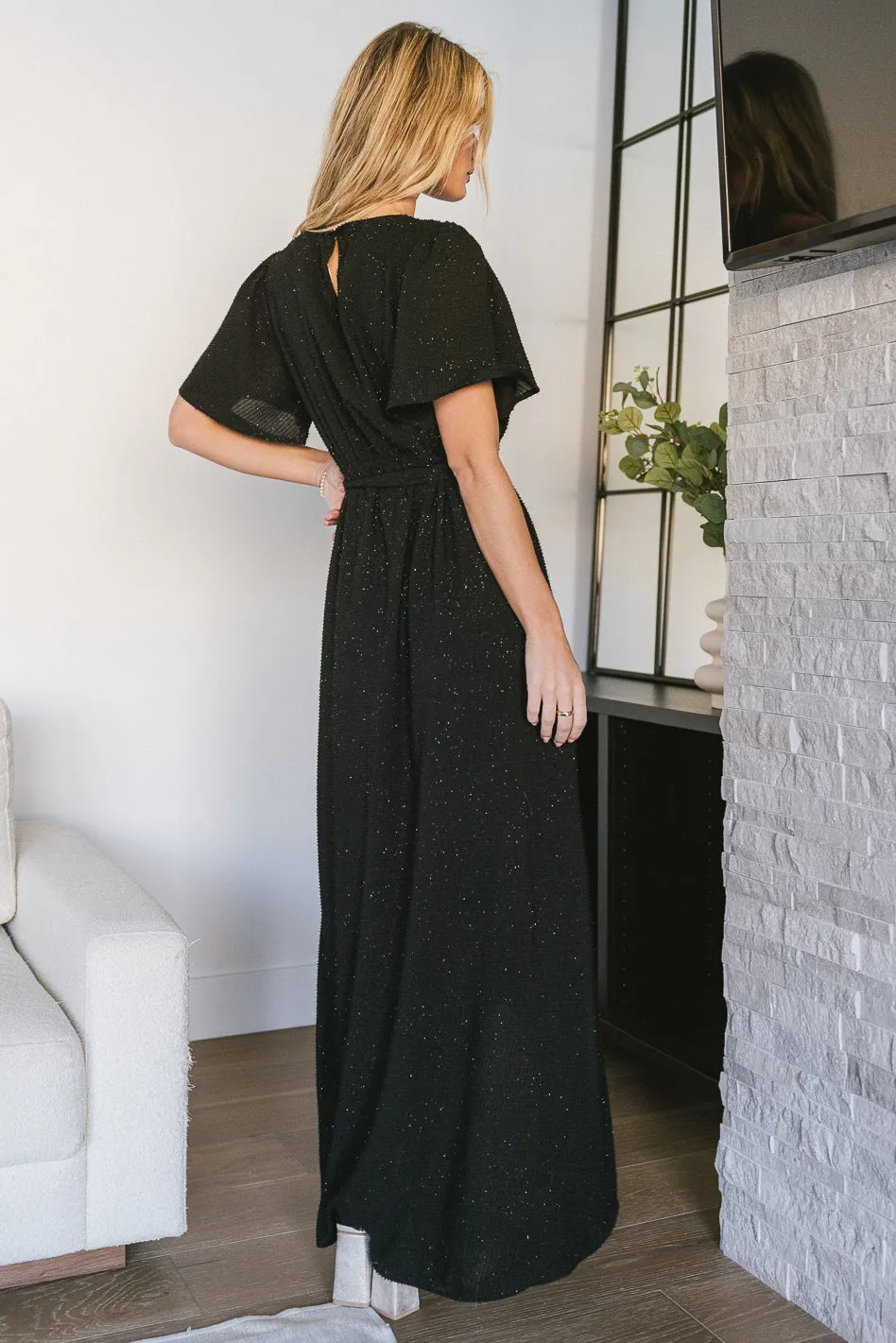 Lyanna Sparkle Maxi Dress in Black - FINAL SALE