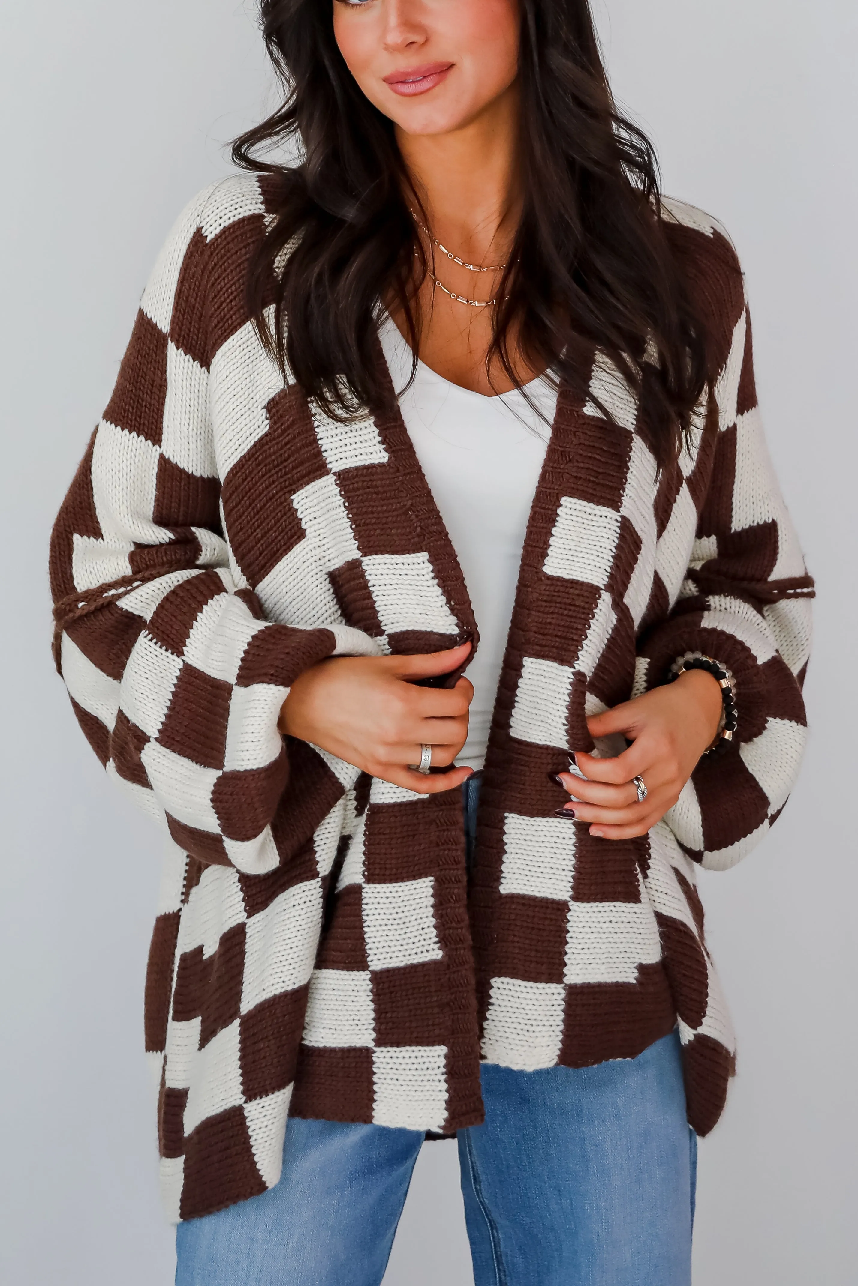 Marvelously Cozy Checkered Sweater Cardigan