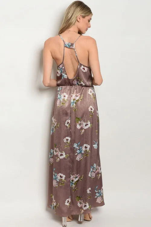 Mauve Pink Floral Maxi Dress