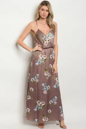 Mauve Pink Floral Maxi Dress