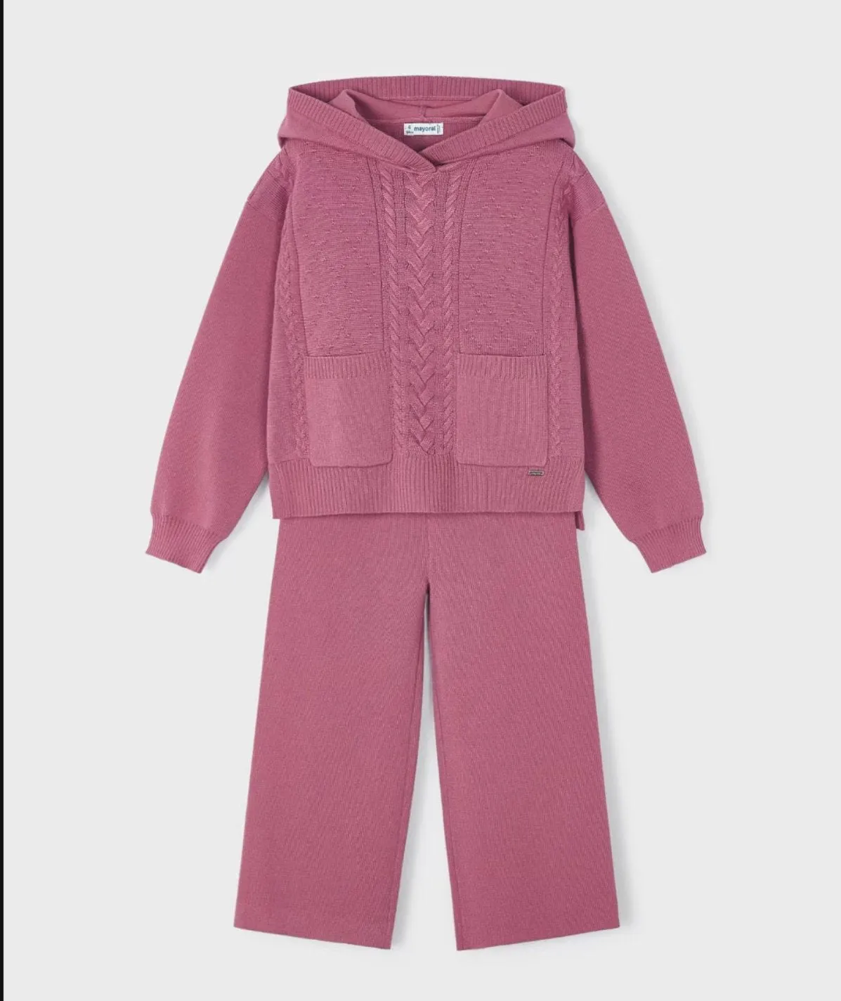 Mayoral Girls Orchid Knit Hooded Sweater and Pants Set