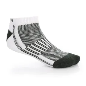 Men Plain Mid Calf Socket Socks - White & Dark Green