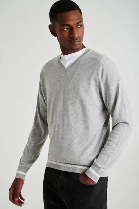 Men's long sleeve V neck Coolmax blend sweater