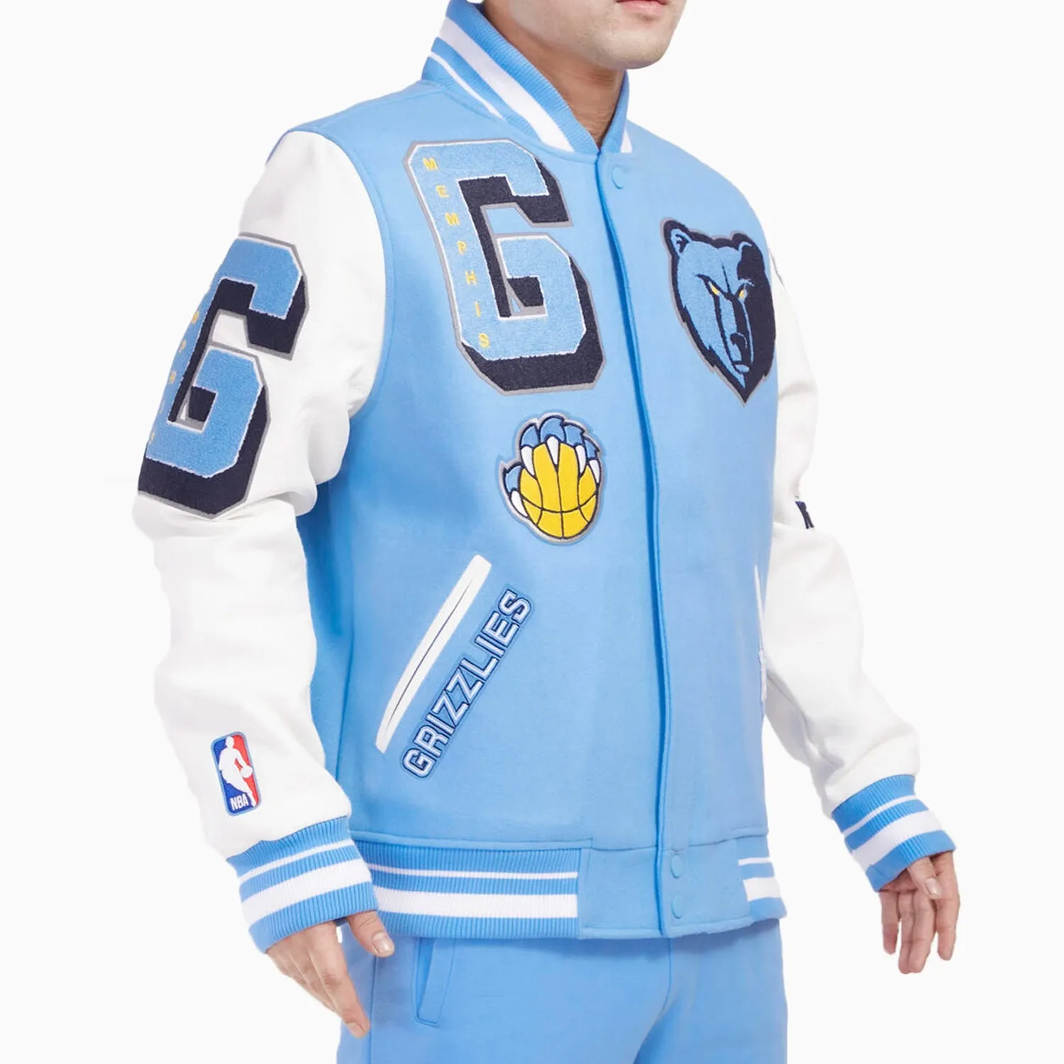 Men's Memphis Grizzlies NBA Mash Up Rib Wool Varsity Jacket