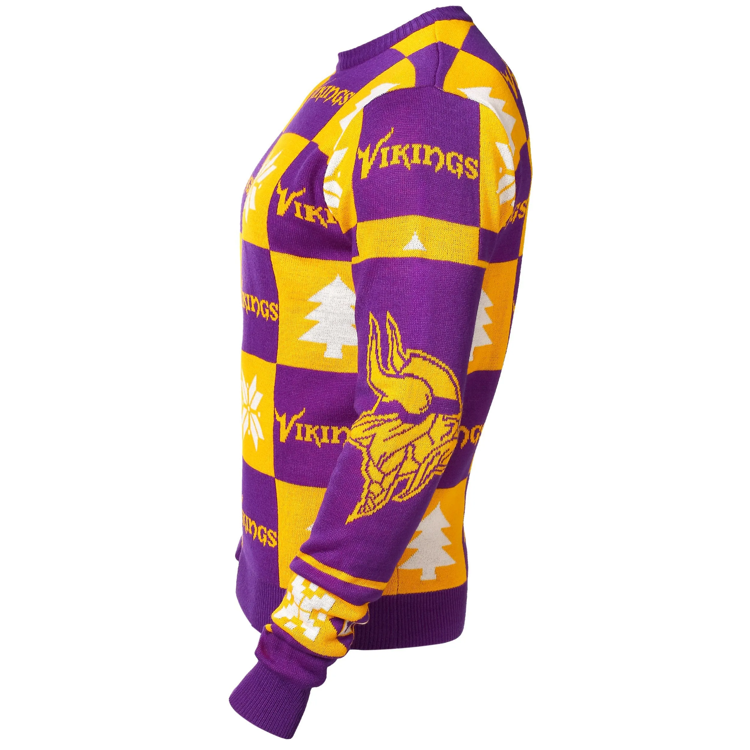 Minnesota Vikings Forever Collectibles Purple & Yellow Knit Patches Ugly Sweater