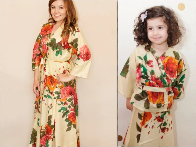 Mommy Daughter Matching Dress 2 Piece Set Skirt and a kimono Top