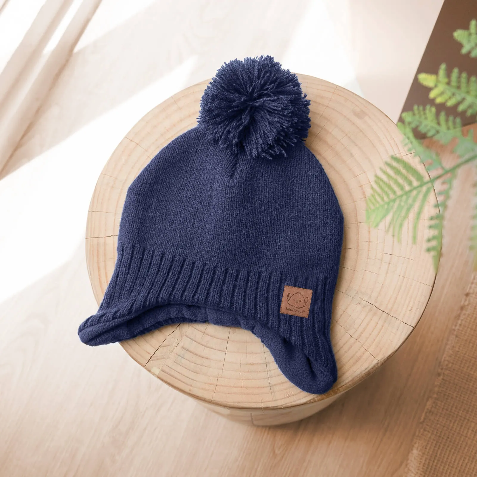 Muff Knitted Beanie (Navy)