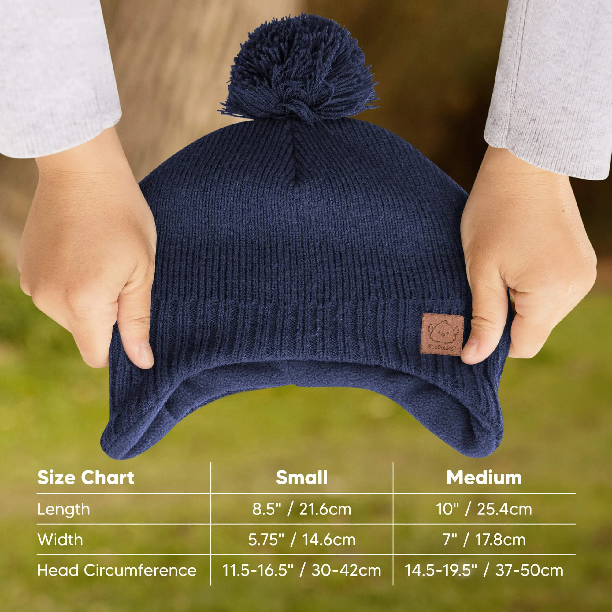 Muff Knitted Beanie (Navy)