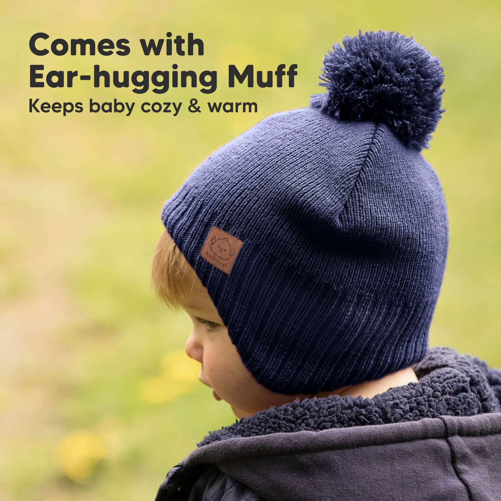 Muff Knitted Beanie (Navy)