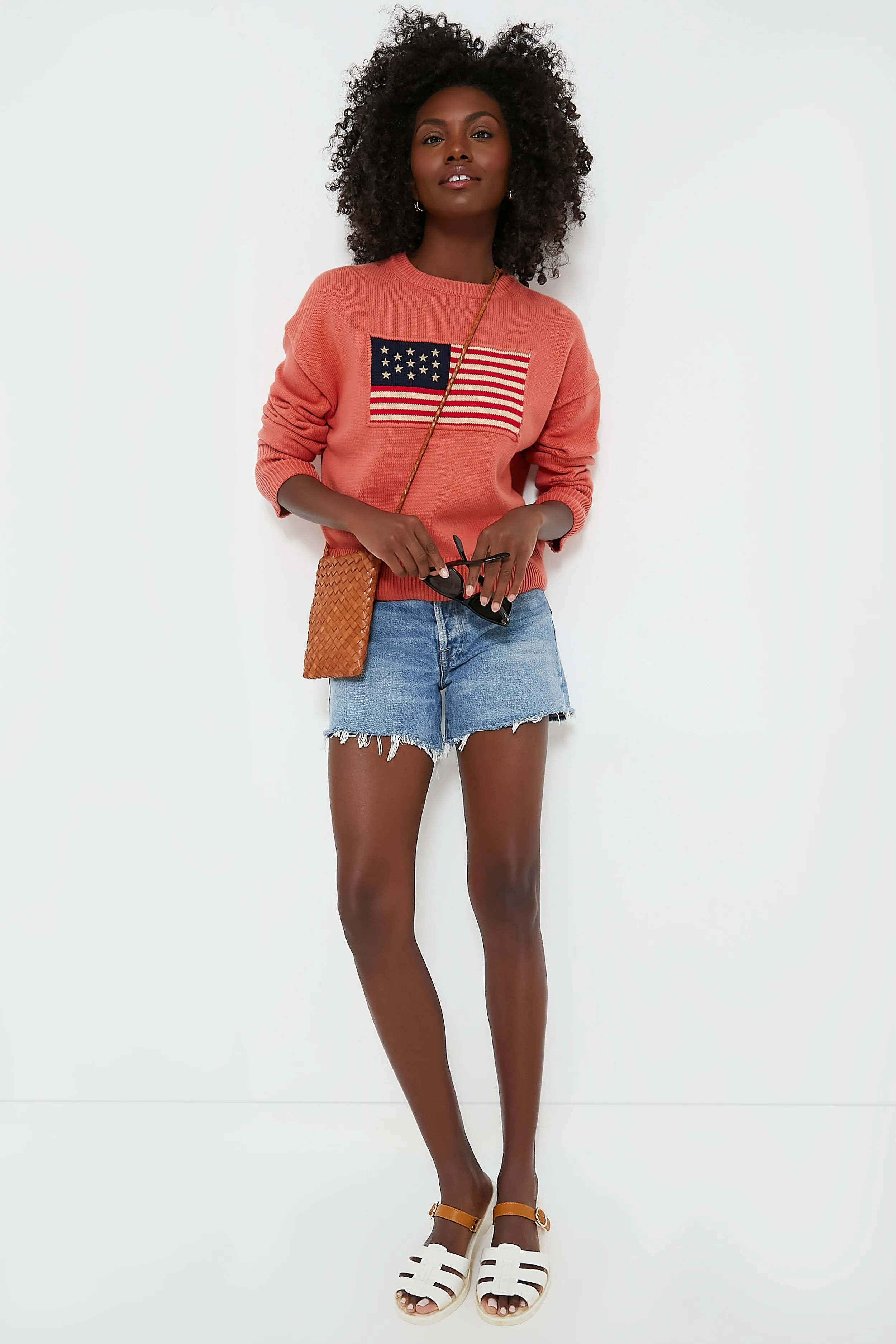 Nantucket Red Cropped Americana Sweater