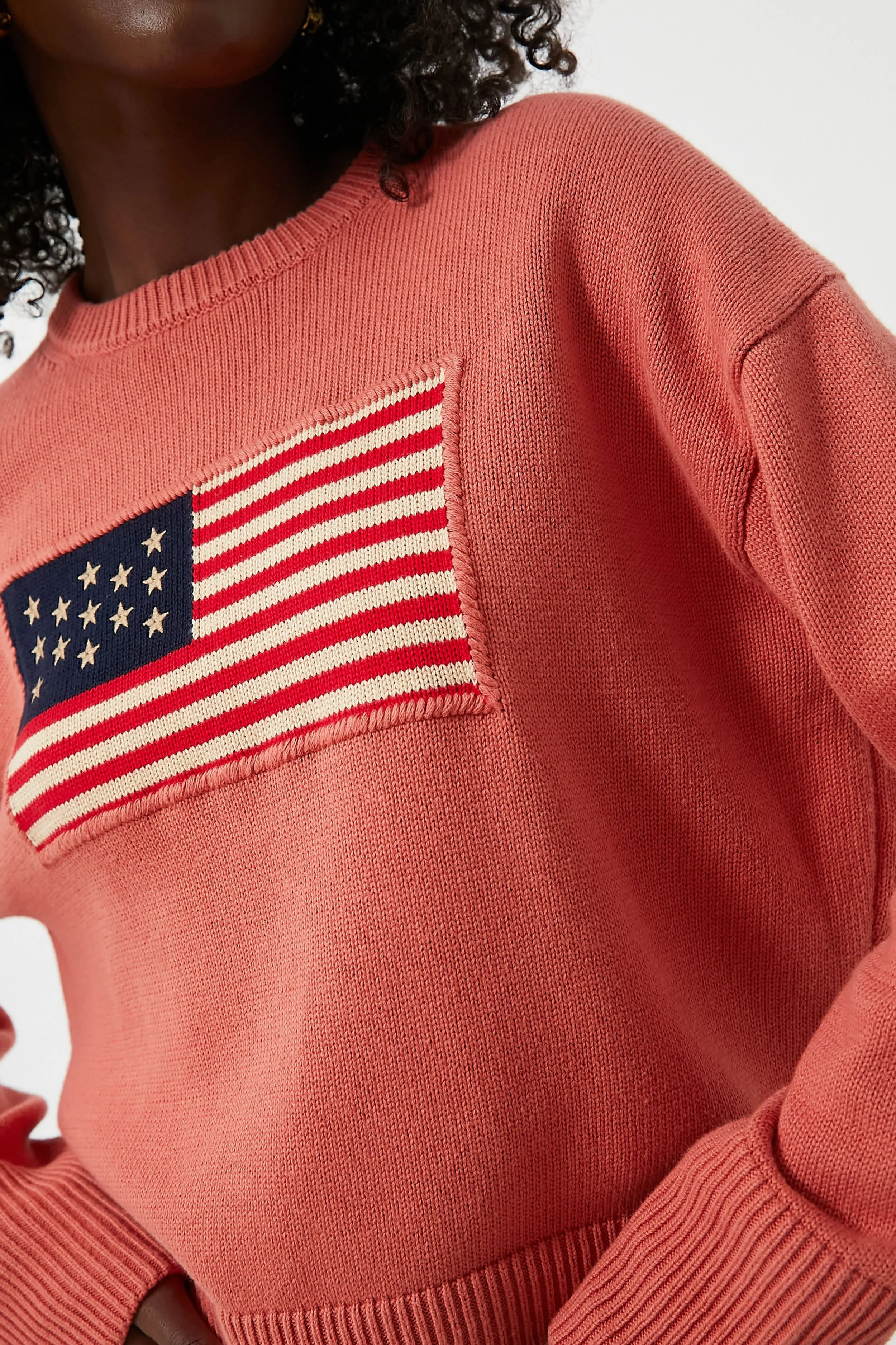 Nantucket Red Cropped Americana Sweater