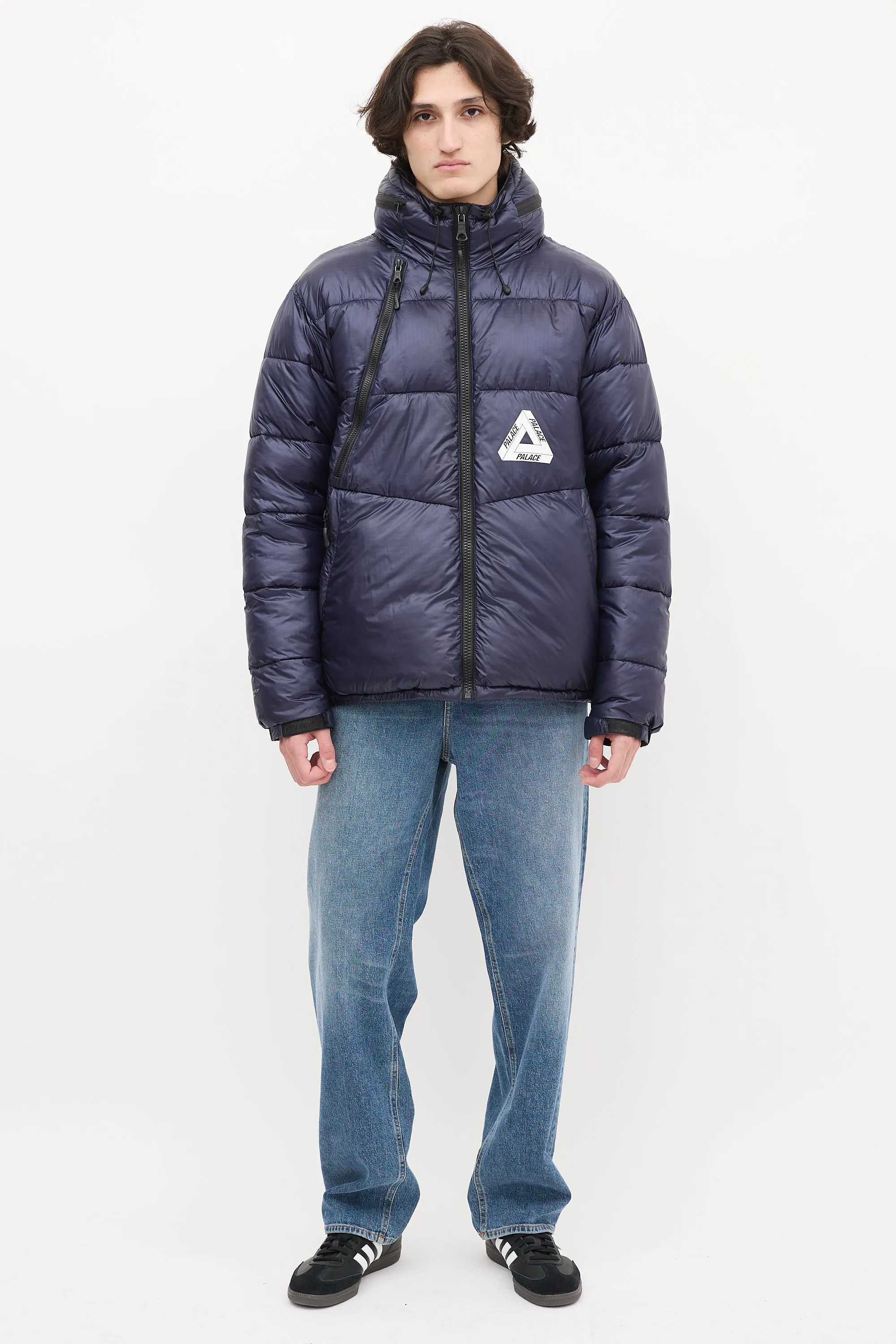 Navy Nylon Pertex Fuse Puffa Puffer Jacket