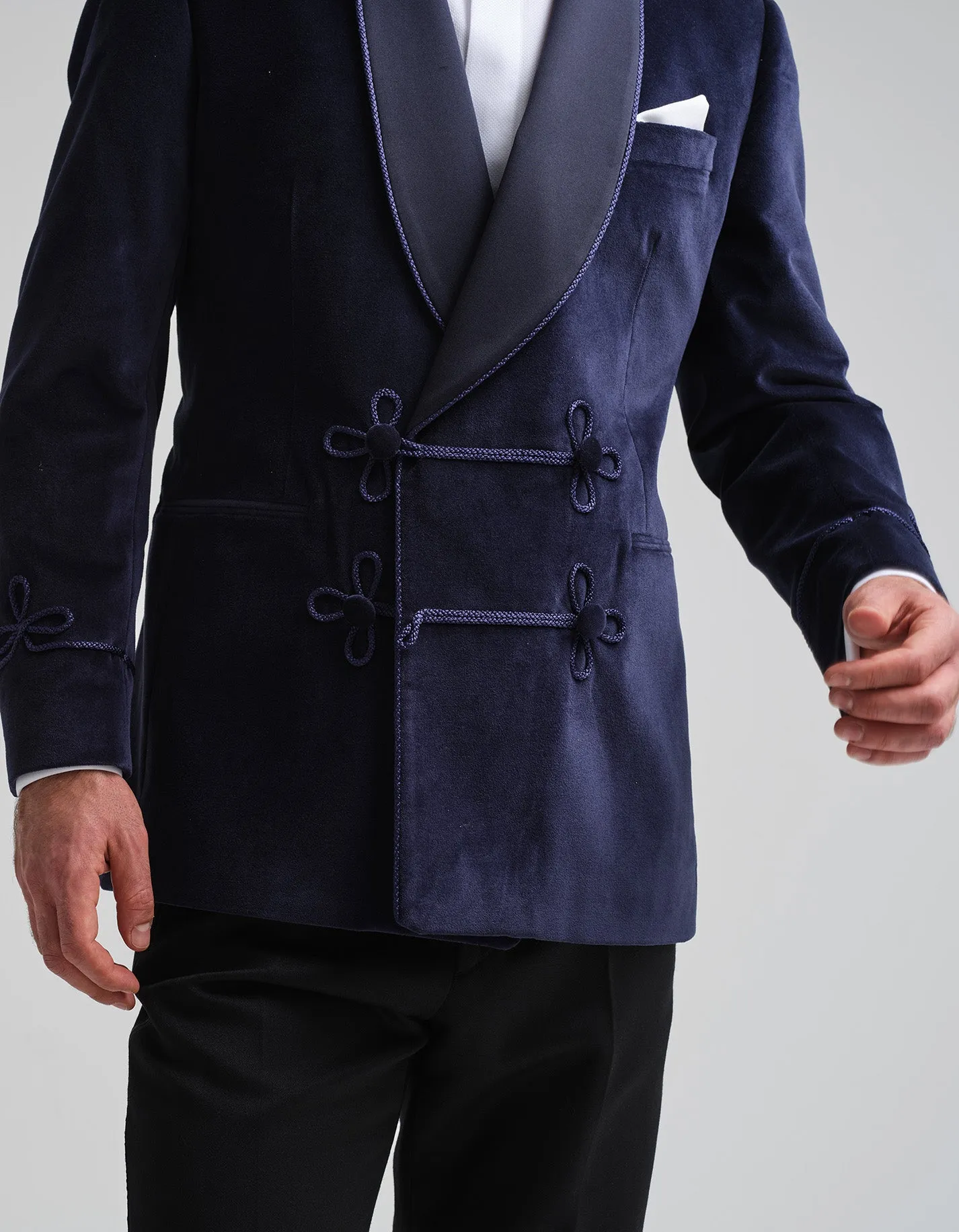 Navy Velvet Double-Breasted Smoking Jacket GOLD COLLECTION