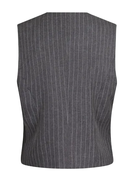 Neo Noir Vendetta Pinstripe Waistcoat Grey Melange