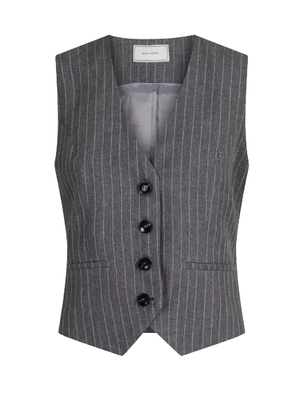 Neo Noir Vendetta Pinstripe Waistcoat Grey Melange