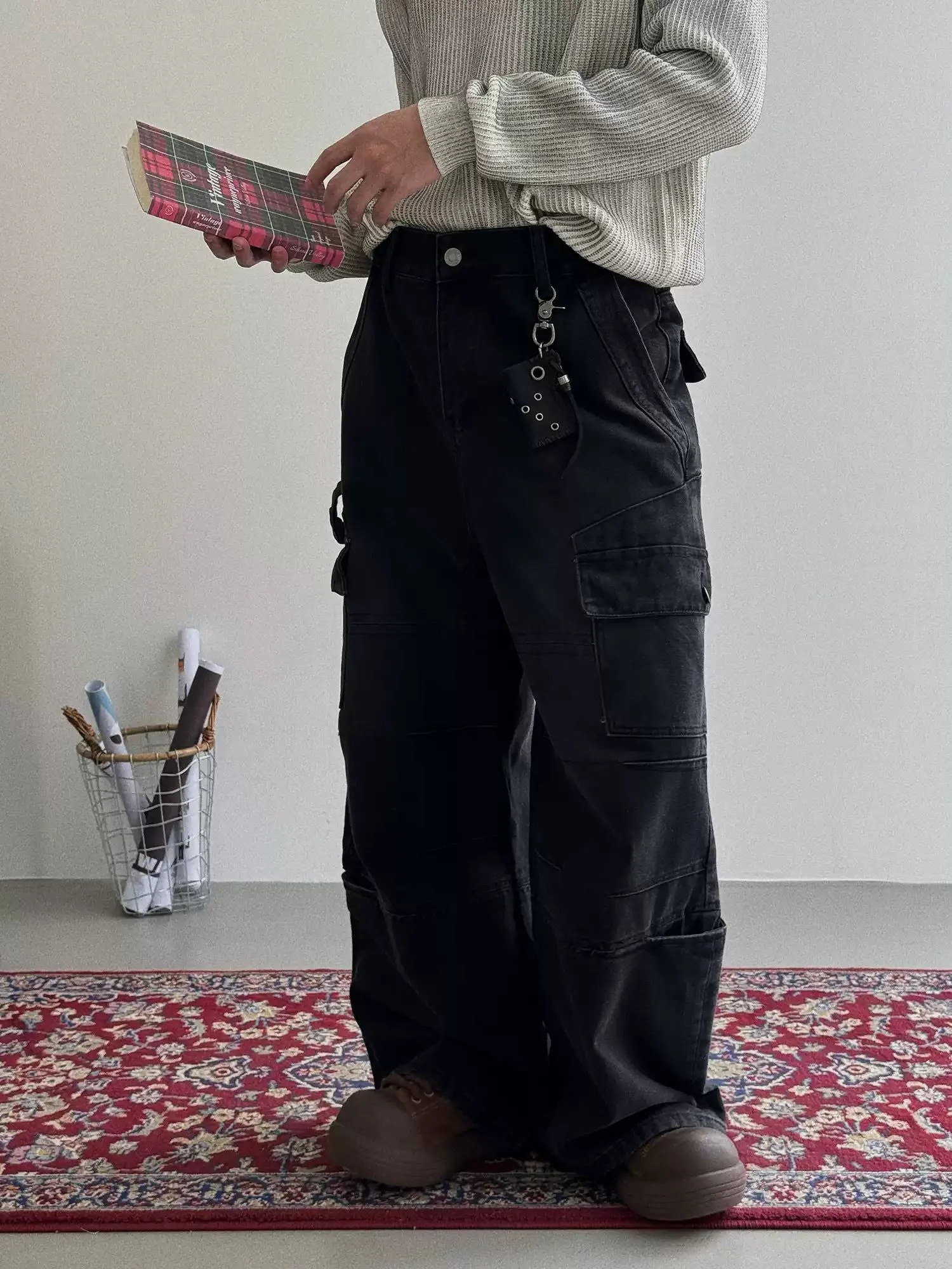 Nine Straight Mid-High Waist Cargo Pants