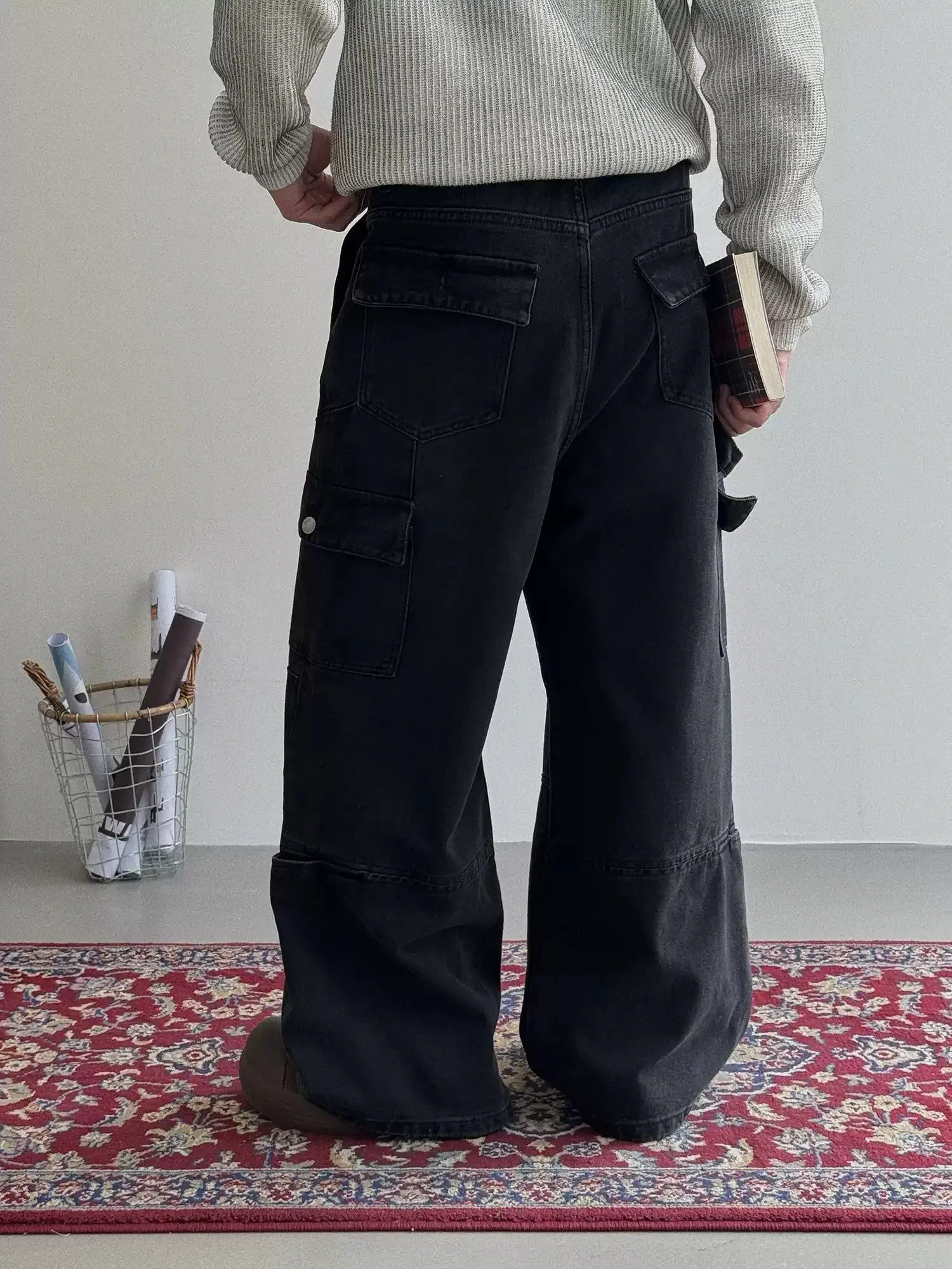 Nine Straight Mid-High Waist Cargo Pants