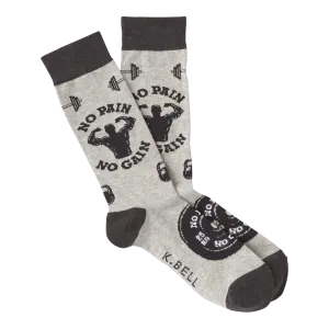 No Pain No Gain (Grey) Men's Crew Socks