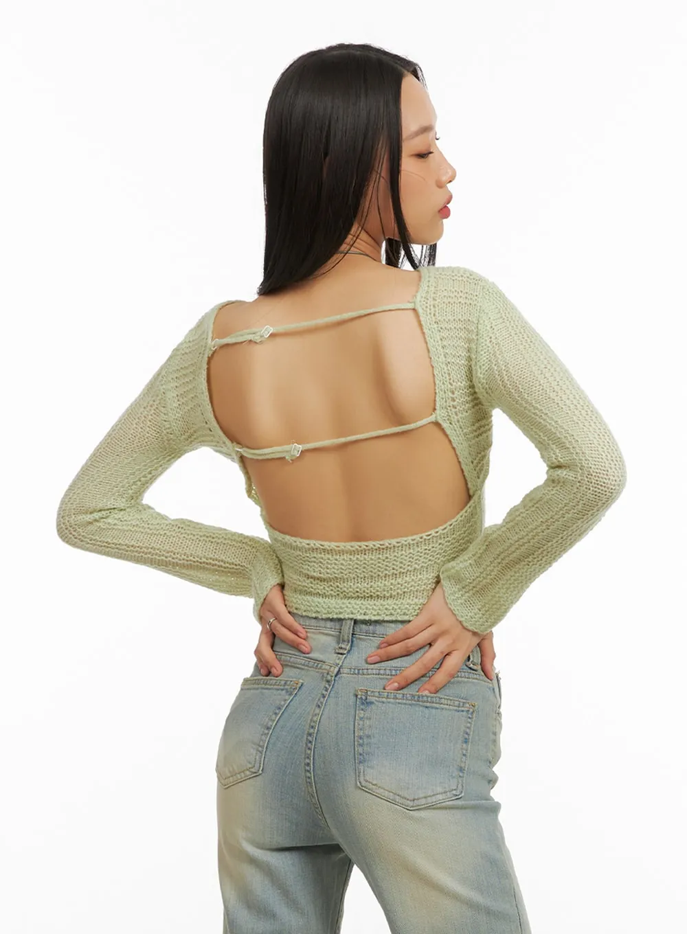 Open Back Knit Crop Top IA417