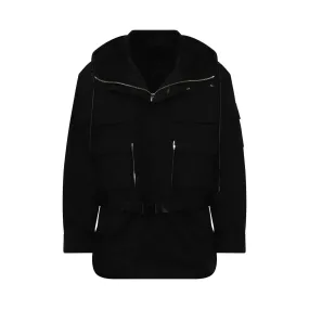 Oversize Hooded Ski Parka in Black