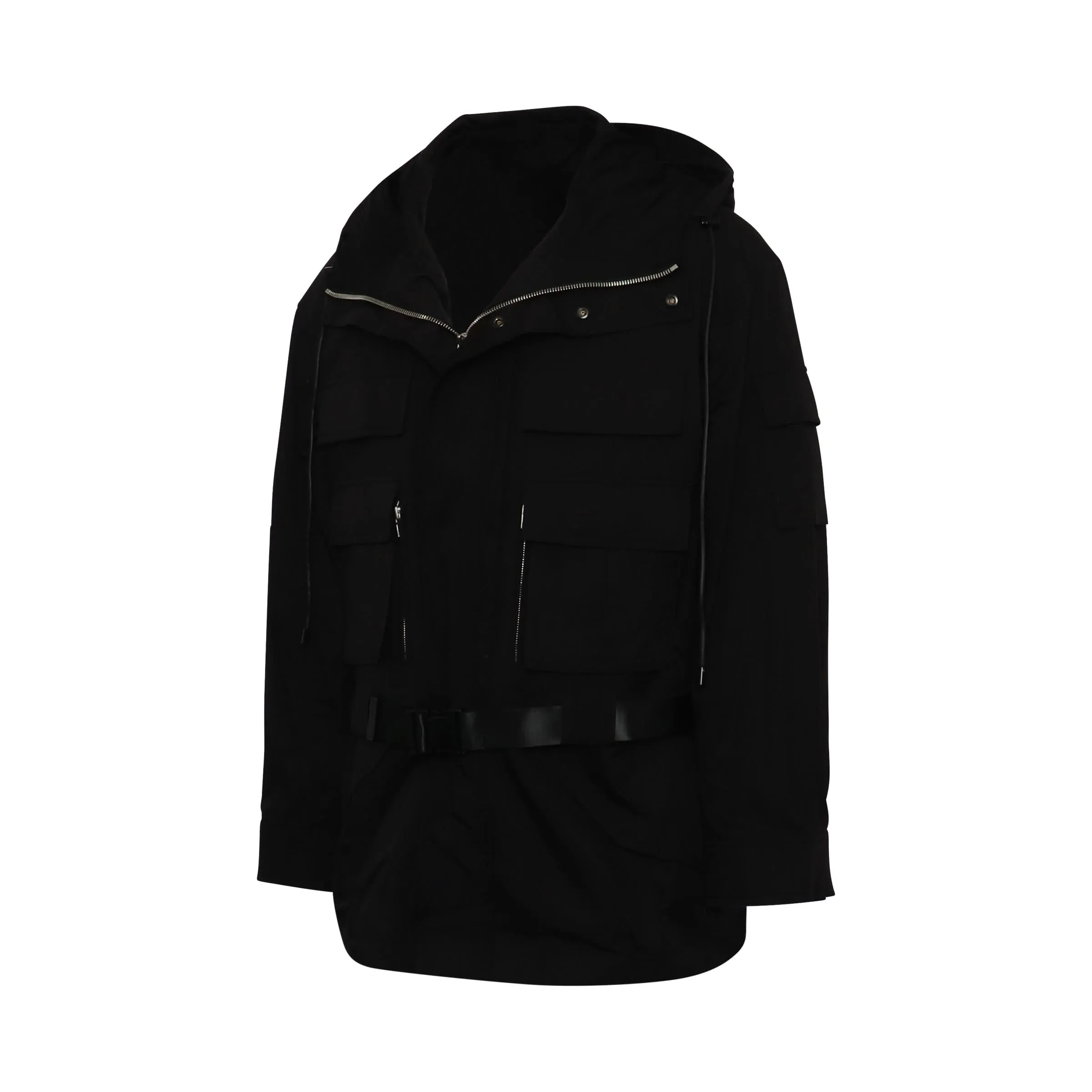 Oversize Hooded Ski Parka in Black