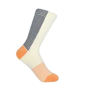 PEPER HAROW Anne Stripe Women's Luxury Cotton Socks - Honey Orange and Cream