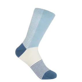 PEPER HAROW Anne Stripe Women's Luxury Cotton Socks - Jasmine Blue and White