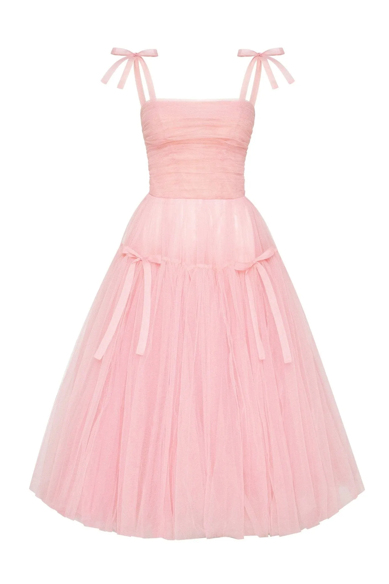 Pink tie-straps tulle dress