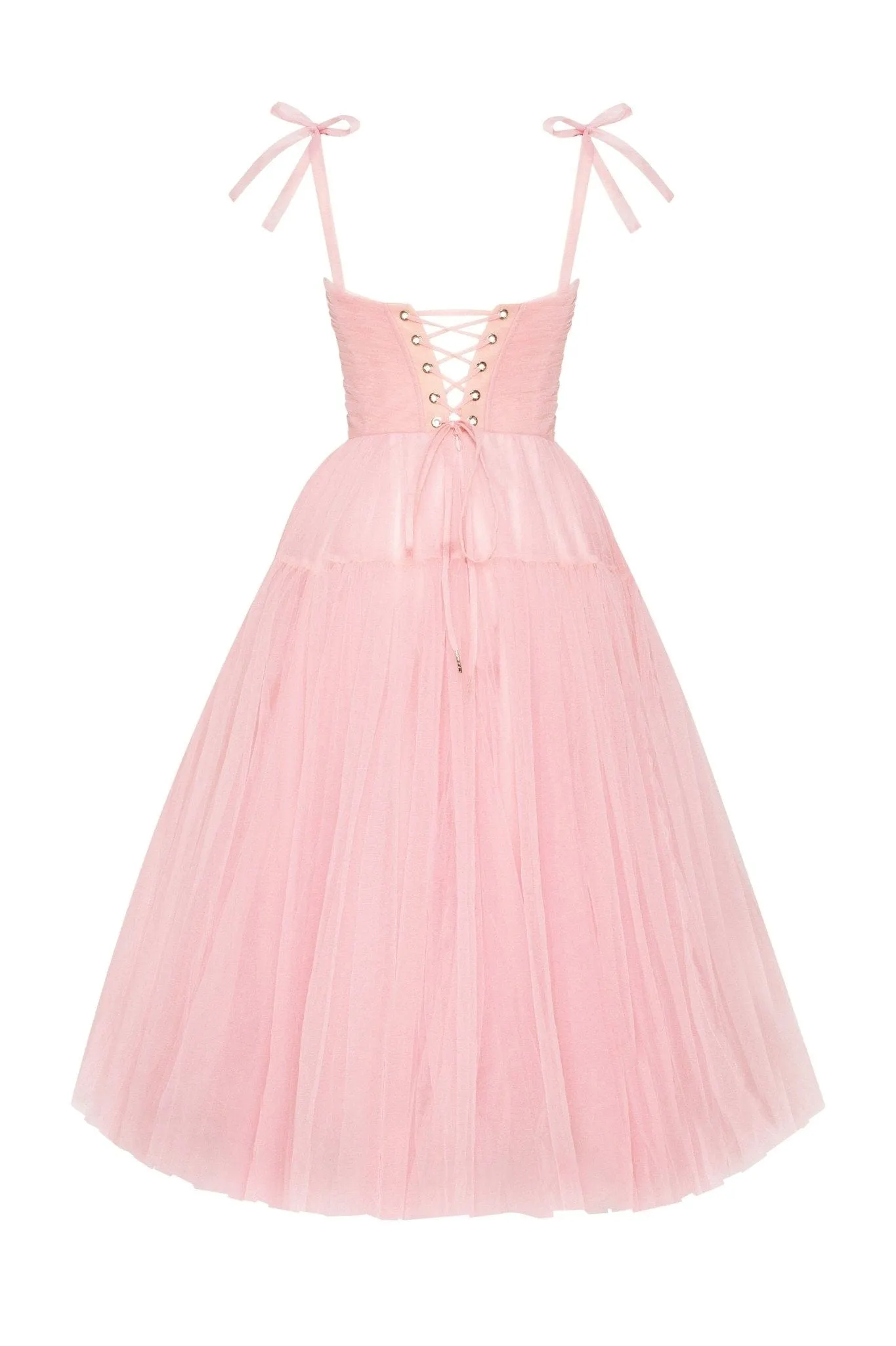 Pink tie-straps tulle dress