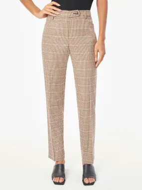 Plaid Fly-Front Slim Leg Pants