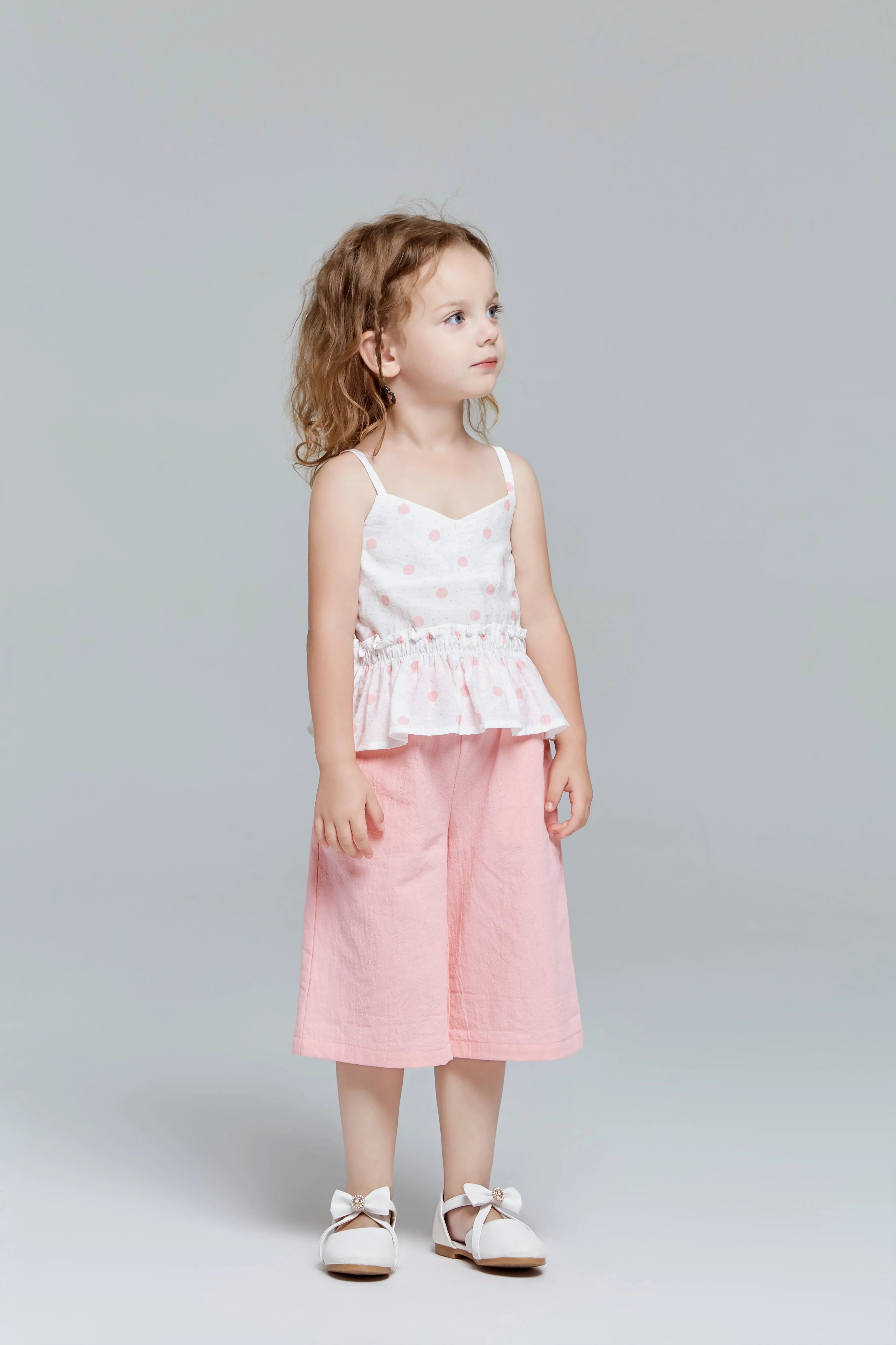 Polka Dots Vest   Culottes Set - Pink