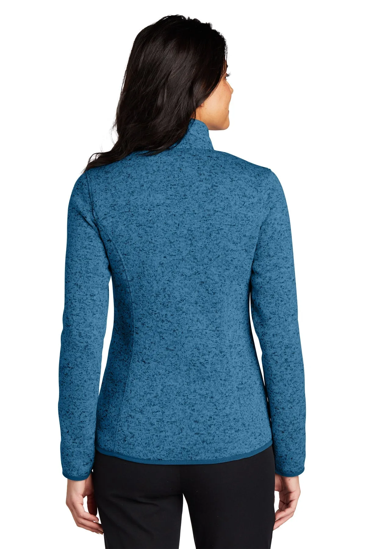 Port Authority Ladies Sweater Fleece Customized Jackets, Medium Blue Heather