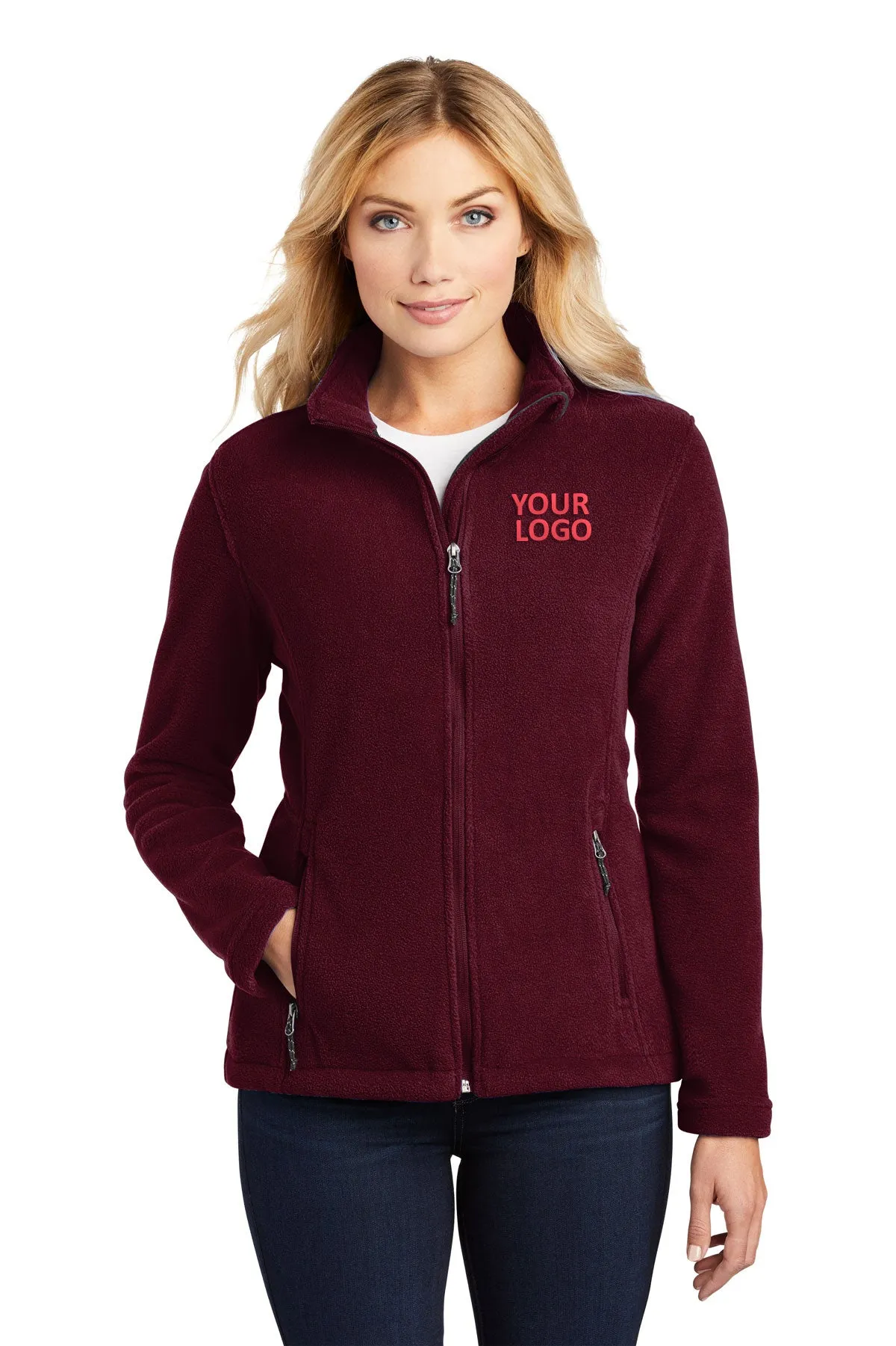 Port Authority Ladies Value Fleece Customized Jackets, Maroon